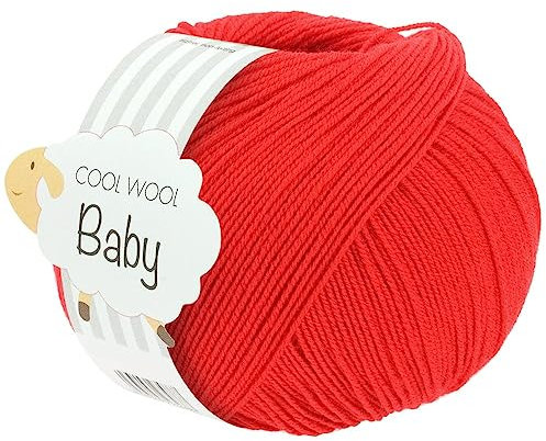 LANA GROSSA Cool Wool Baby | 100% Schurwolle Merino, filzfrei | Handstrickgarn aus 100% Schurwolle (Merino) | 50g Wolle zum Stricken & Häkeln | 220m Garn FB 293