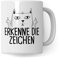 Tasse Katzen-Motiv, Erkenne die Zeichen Spruch, Humor Geschenk Katzenliebhaber, Katzen-Tasse Motiv, Geschenk Kollegen, lustige Katze Kater Katzenfreund Büro-Tasse lustige Kaffeetasse (Weiß)
