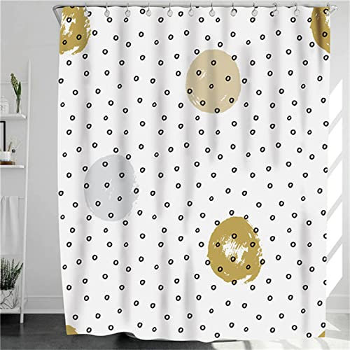 Duschvorhang 180x210cm, Nordische Punkte Duschvorhänge Antischimmel Wasserdicht Gewichteter Polyester Stoff, Waschbar, Textil Badvorhang für Dusche und Badewanne Dekor 3D Shower Curtains mit Haken