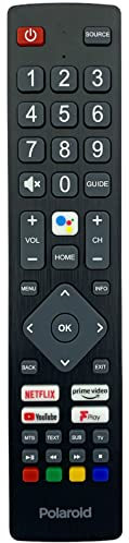 121AV - Replacement POF/RMC/0004 Voice Remote Control Compatible for Polaroid P32RAM1071U P50UAM2351U PA32H4312LEKB Smart HD Ready LED Android TVs for Netflix Prime Video Youtube and Fplay Buttons