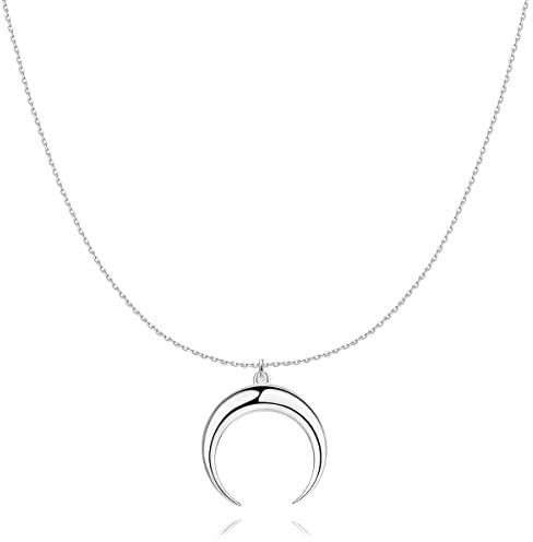 MARLION JEWELS Collana Lunga da Donna Con Design a Luna Rovesciata - Argento 925 - Ideale Come Regalo - Gioielli Particolari (Placcato Argento)