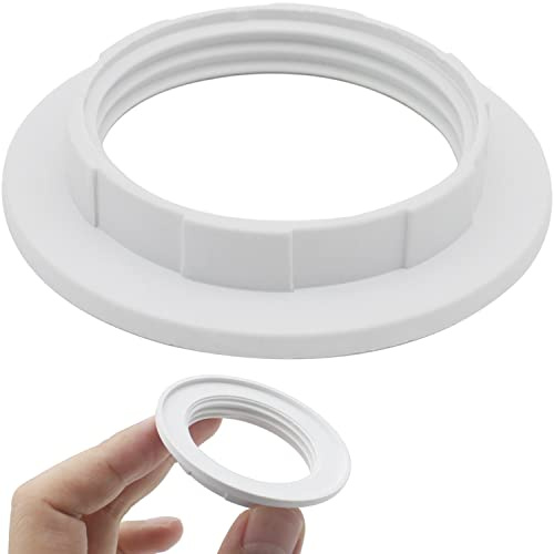 LRMYS E27 Lamp Shade Reducer Washer - Plastic Ring 210 Centigrade Heat-Resisting Holder Twist Shade Fitting Adapter, White 1 Pack