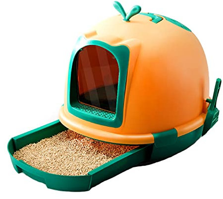 Katzentoilette Katze liefert Schubladentyp Katze Wurf Box Anti-Spritzer mit beiliegender großer Kitty-Wurf-Box mit Katze-Wurf-Schaufel, geeignet for Katzen innerhalb von 9kg Katzenklo (Color : Oranje