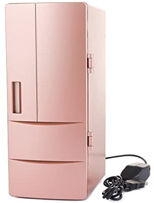 Samnuerly Multi-Function Home Travel Desktop Fridge Mini Car Refrigerator Cooling Heating Box Cosmetics Fridge Cooler Warmer,Pink (Pink)
