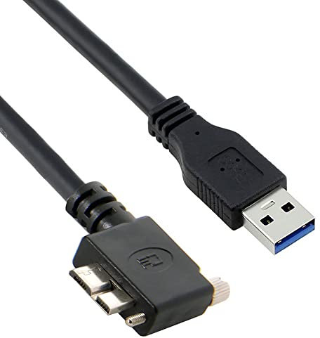 CY Cavo Micro USB3.0 a vite singola di bloccaggio a USB3.0 dati 5 Gbps Cavo di alimentazione 90 gradi ad angolo sinistro per computer VR macchina fotografica industriale (3,0 m)