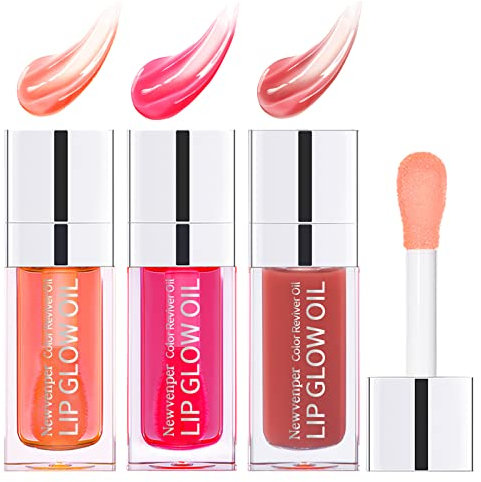 Hydrating Lip Glow-Öl Long Lasting Plumping Lip Gloss Transparent Toot Lip Balm Feuchtigkeitsspendendes Lippenöl Repariert Lippenfältchen für die Lippenpflege und trockene Lippen 3PCS