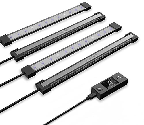 AC Infinity IONBEAM U4, Targeted Spectrum UV LED Grow Light Bars 11”, 4-Bar Lighting Kit with 365nm and 395nm Diodes, Digital Dimming Schedule Controller, for Indoor Plants, Grow Tents, Greenhouses