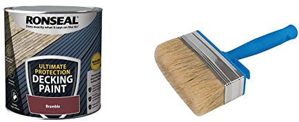 RONSEAL ULTIMATE DECKING PAINT BRAMBLE 2.5L & Silverline Block Brush 115mm / 4-1/2 (394974)
