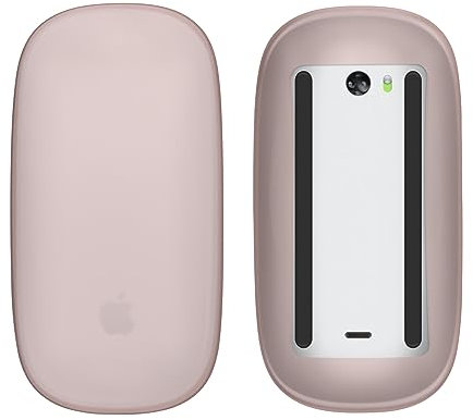 kwmobile Custodia Silicone Mouse Compatibile con Apple Magic Mouse 1/2 Cover - Antipolvere - Case Morbida - Semitrasparente rosa antico