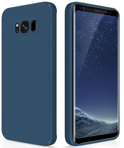 GiiYoon Case Compatible with Samsung Galaxy S8, Silky-Soft Touch Full-Body Protective Phone Silicone Case, Shockproof Cover with Microfiber Lining, Blue