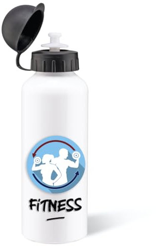 Gourde Fitness Sport 500ml Bouteille d’Eau Aluminium Réutilisable Ecologique avec Tétine. Idée Cadeau Original Humour Homme Femme Enfant Ami Collègue Utile Anniversaire Noël