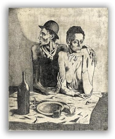 Berühmte Gemälde Poster„The Frugal Repast“, Kunst druck auf Leinwand Ölgemälde-Reproduktionen Bilder abstrakte Leinwand Wandkunst für Wohnzimmer 40 x 52 cm, rahmenlos