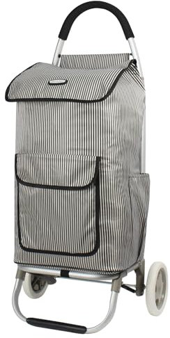 Rocklands® 54Ltr Lightweight Shopping Trolley Shopping Cart Grocery Bag Aluminum Frame Noiseless Detachable Wheels (Black)