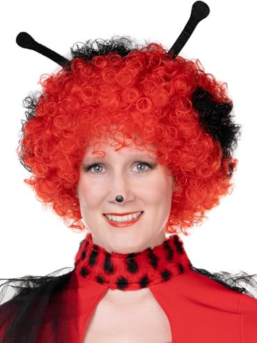 Andrea Moden Marienkäfer Perücke - Rot, Lockig, Kunsthaar, WIG, Wig, One Size, Karneval, Halloween & Motto-Party