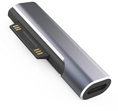 Surface Connector to USB-C Ladeadapter, DC15V 102W Typ C Buchse zu Surface Male für Microsoft Pro7/6/5/4 Surface Laptop 3/2/1, Surface Go, Surface Book