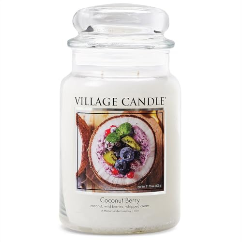 Village Candle Scented Candle Jar (Large) Coconut Berry Candle with 2 Wick Technology