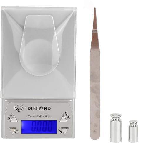Milligramm-Waage, 10 G/0,001 Gramm, Digitale Schmuckwaage, Mikro-Gramm-Waage, Hochpräzise Digitale Milligramm-Waage Mit Pinzette, Kalibriergewichte, Schmuckwaage