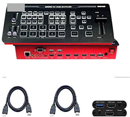 KOZWAY Videomixer HDS7105P Video Switcher 5-CH Video Switcher 4 * HDMI-kompatibel 1 * DP for Video Stream HDS7105 (Color : 2, Size : W)