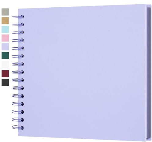 Fotoalbum zum Selbstgestalten, Scrapbook Fotobuch zum Einkleben 21 x 21 cm 40 Seiten, Archivqualität säurefrei DIY Geschenk für Baby, Familie, Jahrestag, Geburtstag, Valentinstag und Hochzeit, Lila