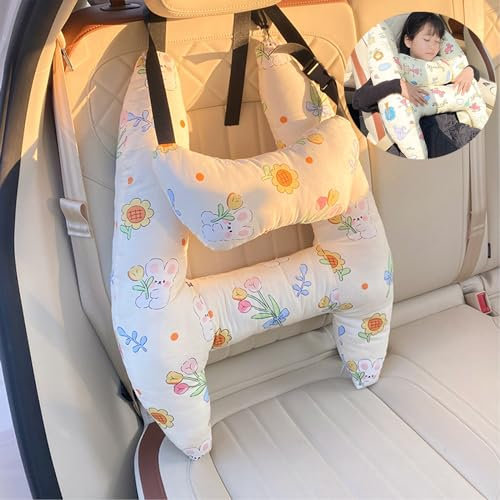 Swiftcare Reisekissen, H-förmiges Kinder-Auto-Schlafkopfstütze, Reisekissen, Autositz-Kopfstütze für Kleinkinder, Baby-Schlafkissen, Schlaf-Reise-Nackenkissen, zweiteiliges Set (E)
