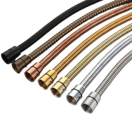 Duschschlauch Schwarzer Duschschlauch, Badezimmerarmatur, Edelstahl, weiches Badewannenrohr, 1,5 Meter Wasserleitung, Chrom, gebürstetes Gold, Grau, ORB Schlauch Dusche(Polished Light Gold)