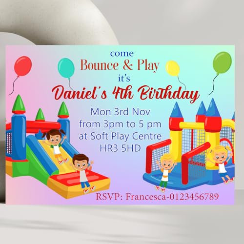 Justperfectsa Soft Play Birthday Party Invitations/Bouncy Castle Boys/Girls Invitations