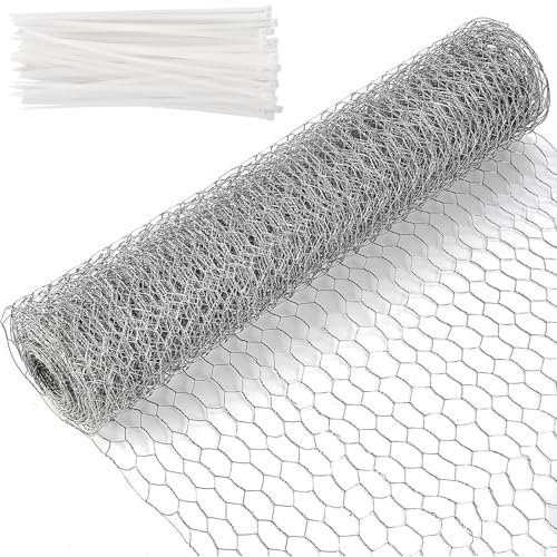 volumoon Alambre de Conejo, Malla de Alambre Hexagonal para Conejos, Malla de Alambre Galvanizado, Malla de Alambre Fino para Pollo, Decoración del Hogar, Proyectos de Manualidades (Plateado)