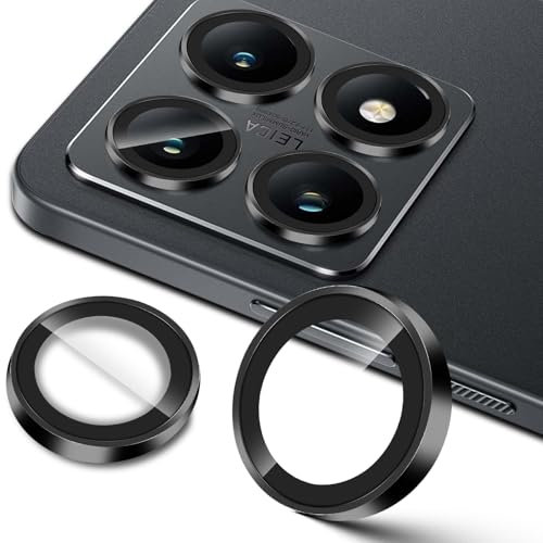 Lutree para Xiaomi Mi 14T Protector de Lente de Cámara, Dureza 9H Lentes Individuales Película Protectora, Aro Metálico + Cristal Templado, HD Anti Rasguños -Negro