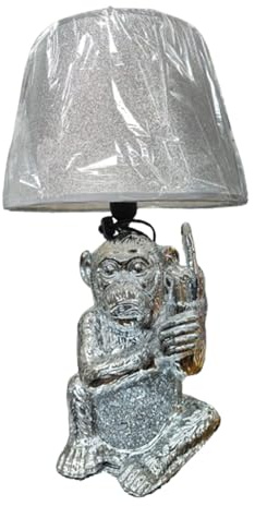 DEENZ Monkey Table Lamp Crushed Jewel Romany Diamante Silver Shelf Sitter Ornament Home Decor