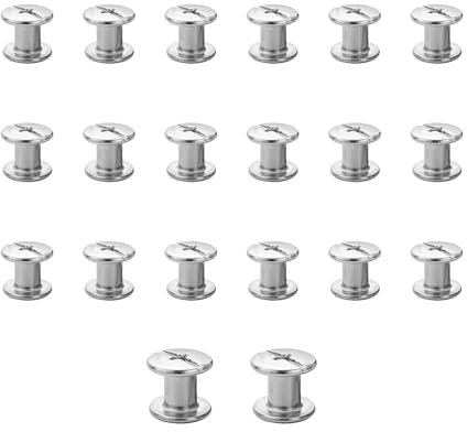 20 set Rivetti Chicago, M5×8mm di Rivetti a Vite,di Viti Chicago per Rilegatura,rivetto in metallo Chicago Button, per cintura in pelle fai da te Craft cintura decorazione rilegatura (Argento)