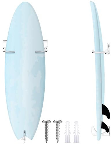 Yousoontic Surfbrett-Wandhalterung, transparentes Acryl, vertikales schwimmendes Surfbrett-Display, Regal, Innen-Wanddekoration für Shortboards, Fischbretter, Funboards, hält 22,7 kg (Hakenbasis)