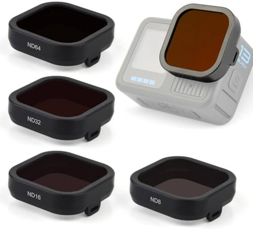GEPULY ND Filter Lens Set for GoPro Hero 13 Black Accessories, 4-Pack Gopro Dive Filters ND8, ND16, ND32, ND64, Go Pro Underwater Accessory Multi-Coated Neutral Density