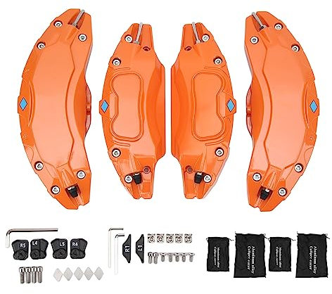 HappyFit 4PCS Brake Caliper Cover Front Rear Aluminum Alloy Replacement for Tesla Model Y 19 20in Wheels Hub (Orange)