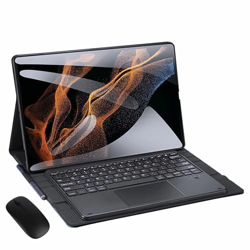 JZCZMCE Custodia con Tastiera per Samsung Galaxy Tab S8 Ultra 14,6 Pollici 2022 (SM-X900/X906), Portamatite Incorporato, Tastiera Magnetica Staccabile Senza Fili con Mouse Bluetooth