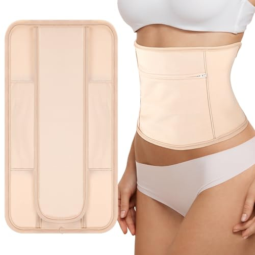 Kifmurase Castor Oil Pack Kit, Wiederverwendbarer Leberwickel aus Rizinusöl, Hautfreundlicher Bauchwickel zur Verbesserung der Durchblutung und Verdauung, Beige