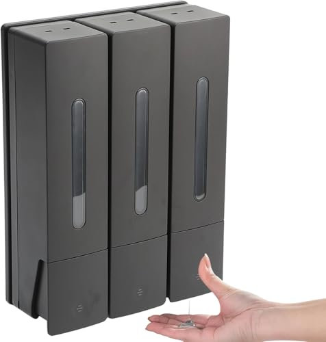 Dispensador de jabón para Pared,sin taladrar,Dosificador Manual de Jabón o Loción para Baño,dispensador de detergente para Lavabo,3 x 450 ml,para Hotel Hogar,champú, Gel de Ducha