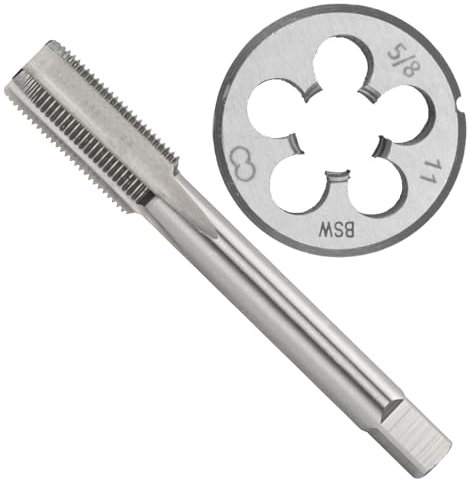 Aceteel Jeu de tarauds et filières BSW 5/8-11 filetés et filières rondes pour droitier