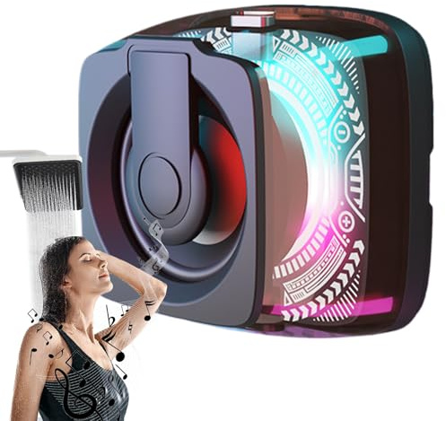 Tuxxjzm Enceinte sans Fil | Haut-Parleur de Salle de Bain, magnétique, Portable, Couleur, Support de téléphone, Lecteur de Musique stéréo pour extérieur, Douche, Plage, Salle de Bain, Golf