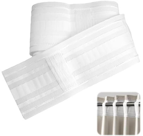 Universal Cinta de Cabecera de Cortina, 30 × 8.5cm Blanco Cinta Cortina Fruncir de Poliéster, Cinta para Cortinas Fruncir, Cinta Fruncidora para Cortinas, para Cortina de Ventana, Puerta Cortina