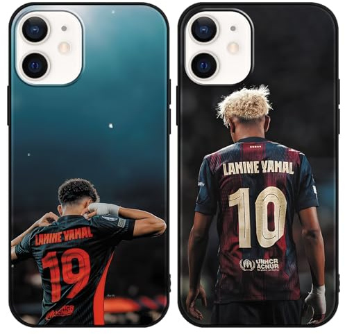 nurkorki 2 Stück Handyhülle für iPhone 12/12 Pro 6,1 Cool Hülle,Cartoon Soccer Fußball Star Muster,Ultra Dünn Weiche TPU Silikon Stoßfest Schutzhülle Case für Jungen Männer,Funny