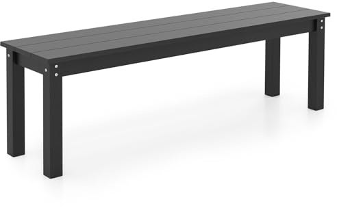 GOPLUS Gartenbank wetterfest, Sitzbank Outdoor für 2-3 Personen, Terrassenbank aus HDPE, Parkbank ohne Armlehne, für Garten, Balkon & Hinterhof, bis 340kg belastbar, 140 x 35 x 45 cm (Schwarz)