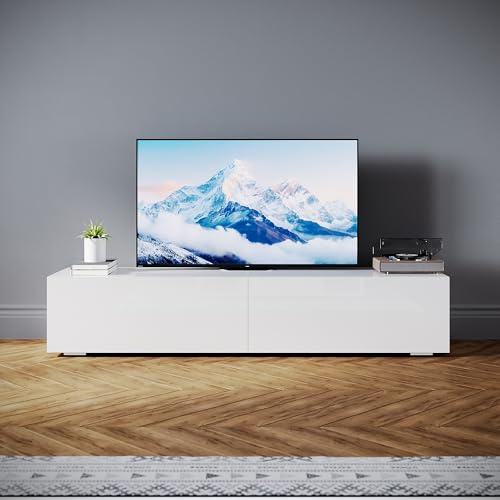 SONNI Mobile TV Soggiorno 160x40x30cm, Mobiletto TV Bianco, Mobile Sotto TV con illuminazione