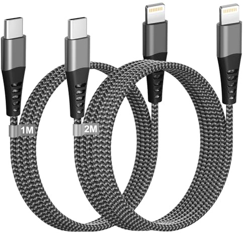 USB C Lightning Kabel 1M+2M [Apple MFi Zertifiziert], iPhone Ladekabel USB C Schnellladekabel Nylon PD iPhone Kabel Type C Apple Ladekabel für iPhone 14 Pro Max/14 Plus/13 Pro Max/12 Mini/11/X/XR,iPad