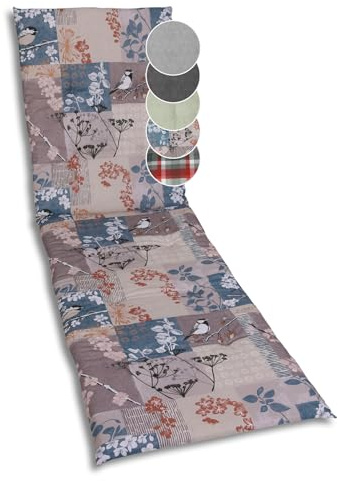 GO-DE Textil Bequeme und attraktive Polsterauflagen für Gartenliegen (Einzelset, Blattmotiv-Natur Taupe, Liegenauflage)