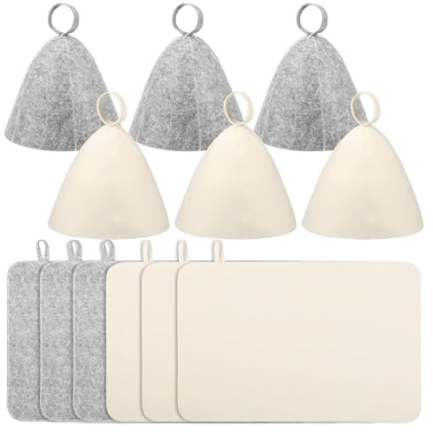 Chapeau de Sauna, chapeau de Sauna 6 pièces et tapis 6 pièces, douche Protection tête en feutre avec boucles, accessoires pour la maison, casquette