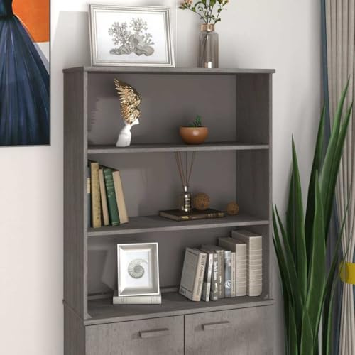 YNGBHFNOP Highboard Oberteil HAMAR Hellgrau 85x35x100 cm Massivholz Kiefer Sideboard Aufsatz mit 2 Ablagen Stauraum Schrankaufsatz Wohnzimmer Flur