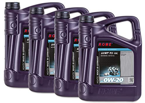 20 (4x5L) Liter ROWE HIGHTEC SYNT RS HC SAE 0W-20 Motoröl Made in Germany