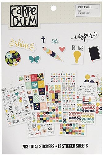 Simple Stories Faith Quote Sticker Set - Mehrfarbig, Rechteckig, 12 x A5, 703 Aufkleber, Matt, Indoor, Spaßig (Glaube), Carpe Diem A5 Planner Sticker Set