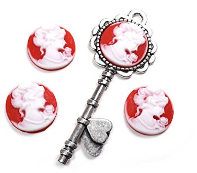 Cabochon en tant que gemme en rouge 20 mm Lot de 4 de Vintage Parts Bijoux DIY