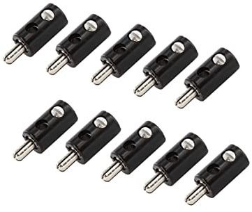 WITTKOWARE HO-Stecker/Zwergstecker mit 2,6mm Pin-Ø, Schraubanschluss, 10 Stück, schwarz